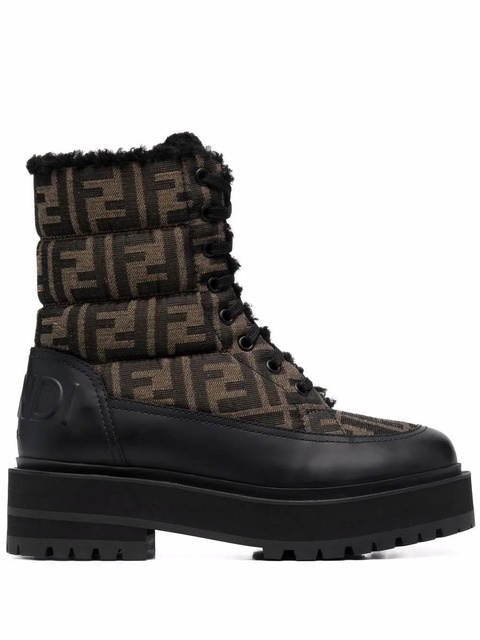 FENDI Signature FF-logo combat boots - Brown - zdjęcie produktu nr 1
