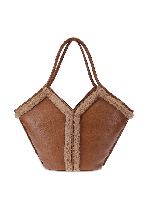 Hereu shearling-trimmed leather tote bag - Brown - zdjęcie produktu nr 1