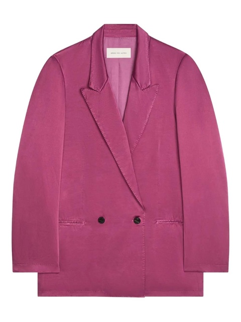 DRIES VAN NOTEN double-breasted satin blazer - Purple - zdjęcie produktu nr 1
