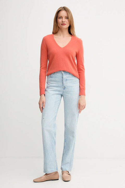 United Colors of Benetton sweter wełniany damski kolor pomarańczowy lekki 1002D401Y - zdjęcie produktu nr 2