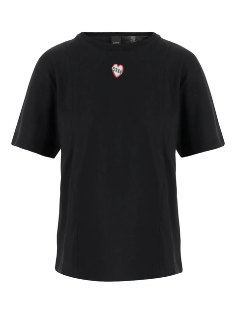 PINKO heart-embellished cotton T-shirt - Black - zdjęcie produktu nr 1