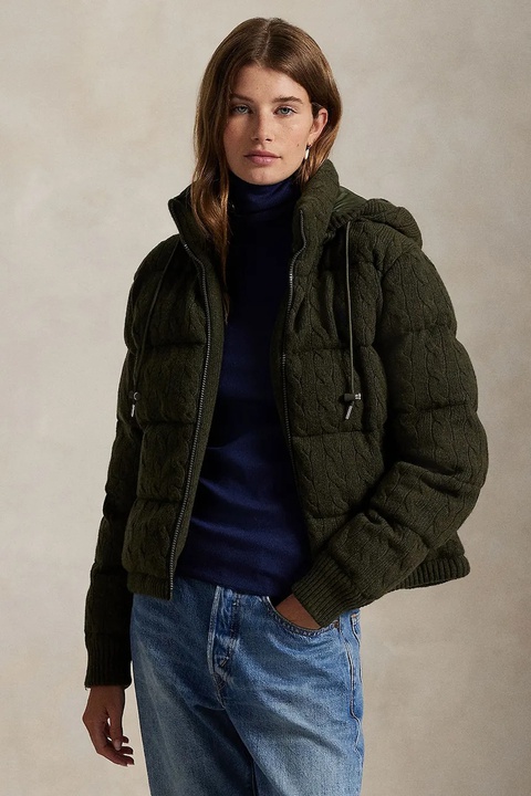 Polo Ralph Lauren kurtka wełniana kolor zielony zimowa oversize 211A92614 - zdjęcie produktu nr 1