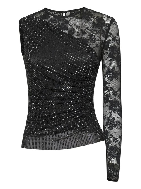 Self-Portrait rhinestone-embellished lace top - Black - zdjęcie produktu nr 1