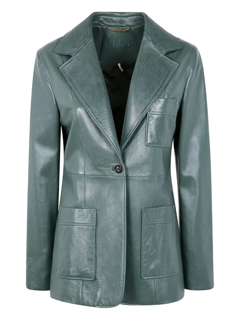 Chloé single-breasted leather blazer - Green - zdjęcie produktu nr 1