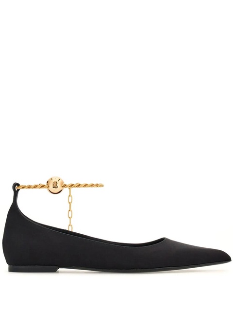 Ferragamo cable-link chain leather ballerina shoes - Black - zdjęcie produktu nr 1