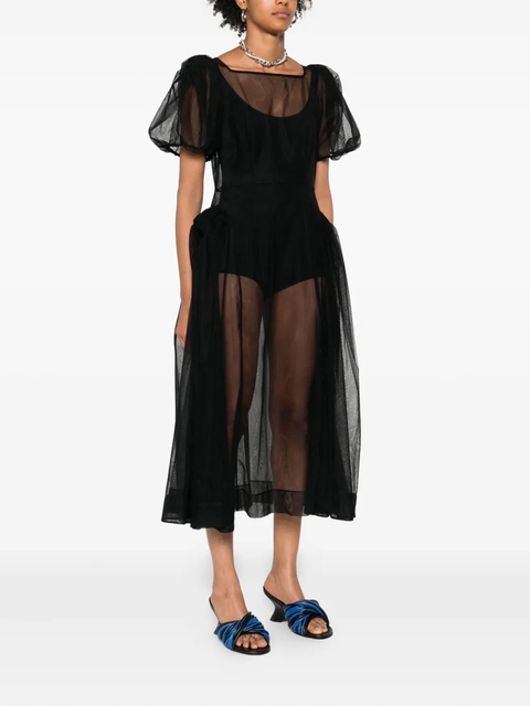 Simone Rocha puff-sleeve sheer dress - Black - zdjęcie produktu nr 2