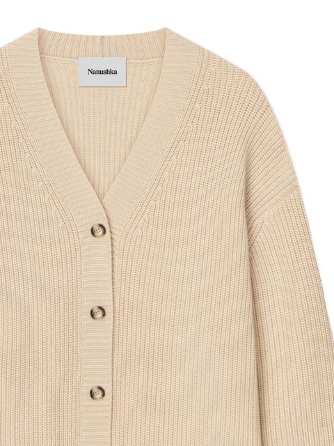 Nanushka ribbed V-neck cardigan - Neutrals - zdjęcie produktu nr 2