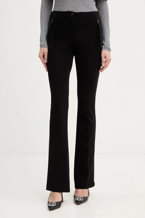 Pinko spodnie damskie kolor czarny dzwony high waist 106093 A04I - zdjęcie produktu nr 2