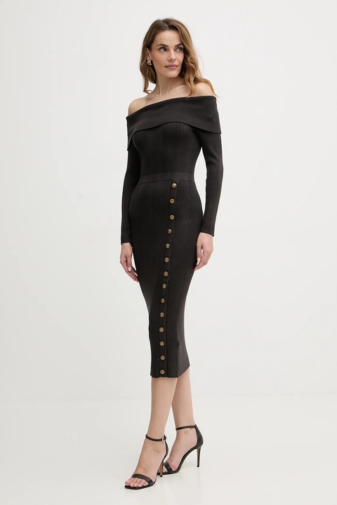 Guess sukienka kolor brązowy midi dopasowana W5BK89 Z2YJ2 - zdjęcie produktu nr 2