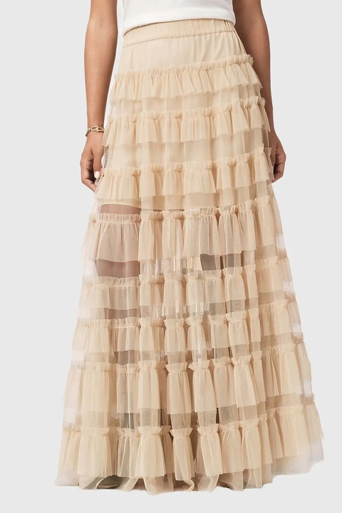 AllSaints spódnica kolor beżowy maxi rozkloszowana W071RD - zdjęcie produktu nr 1