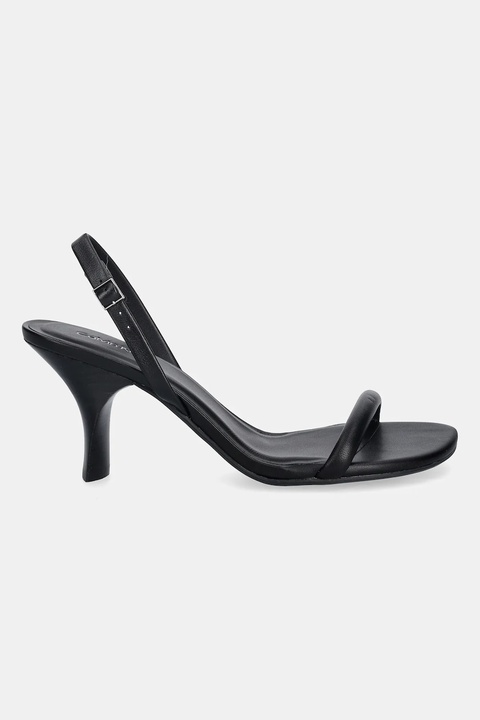 Calvin Klein sandały skórzane SCULPT KITT HEEL STRAPPY LTH kolor czarny HW0HW02800 - zdjęcie produktu nr 2