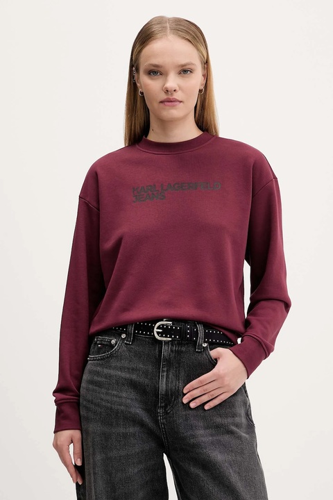 Karl Lagerfeld Jeans bluza damska kolor bordowy z nadrukiem A1W20005 - zdjęcie produktu nr 1