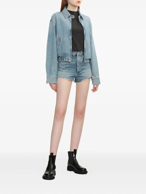 AGOLDE Nile zip-front elastic-waist denim jacket - Blue - zdjęcie produktu nr 2