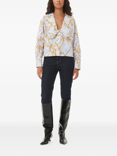 GANNI wide-collar ruffled blouse - White - zdjęcie produktu nr 1