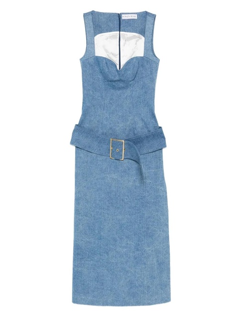 Rowen Rose belted denim midi dress - Blue - zdjęcie produktu nr 1