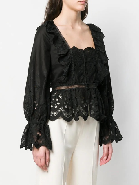 Self-Portrait lace embroidered blouse - Black - zdjęcie produktu nr 2