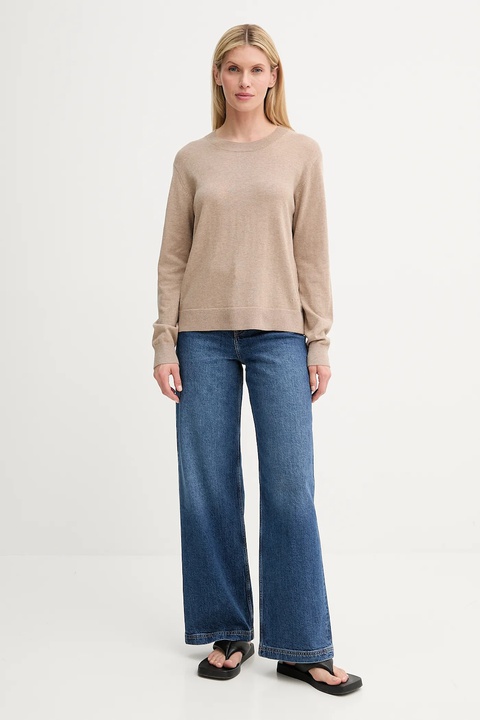 MUNTHE sweter wełniany SWELINA damski kolor beżowy lekki 247161924774 - zdjęcie produktu nr 2