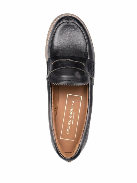 Golden Goose distressed effect logo-print loafers - Black - zdjęcie produktu nr 2