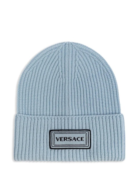 Versace logo-patch beanie - Blue - zdjęcie produktu nr 1