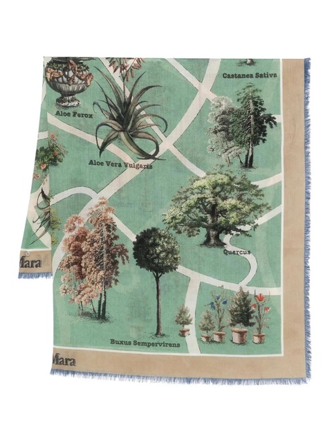 Max Mara FRIDA botanical-print fringed scarf - Blue - zdjęcie produktu nr 1