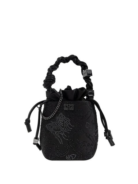 GANNI Bou braided-handle crystal-embellished bucket bag - Black - zdjęcie produktu nr 1