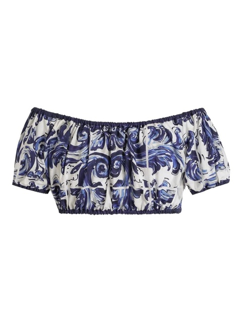 Dolce & Gabbana paisley-print off-shoulder top - Blue - zdjęcie produktu nr 2