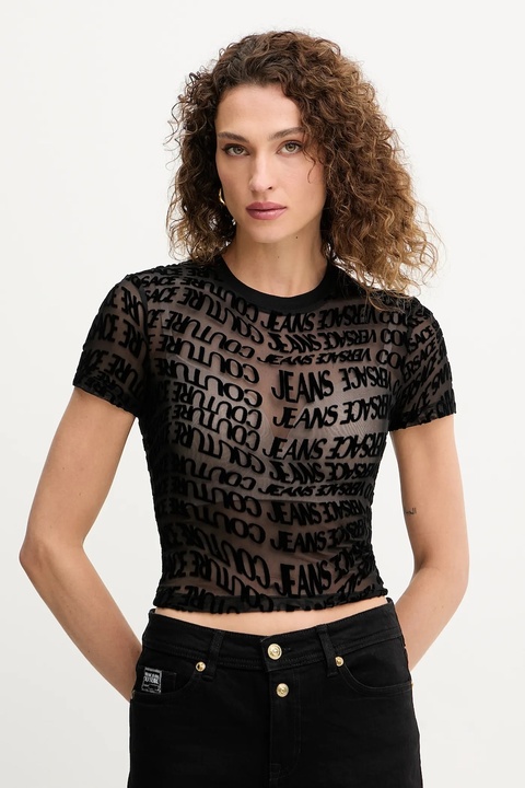 Versace Jeans Couture t-shirt damski kolor czarny 79HAH602 JS490 - zdjęcie produktu nr 1