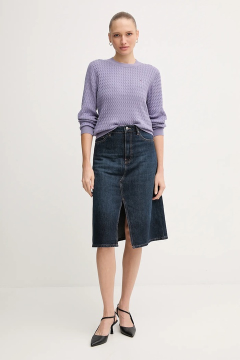Tommy Hilfiger sweter bawełniany kolor fioletowy lekki WW0WW44993 - zdjęcie produktu nr 2