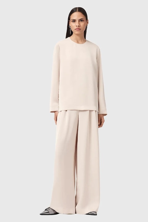 AllSaints spodnie LEANNE damskie kolor biały szerokie medium waist W015TD - zdjęcie produktu nr 1