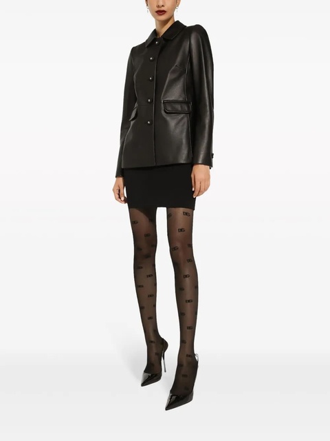 Dolce & Gabbana button-embossed leather jacket - Black - zdjęcie produktu nr 2