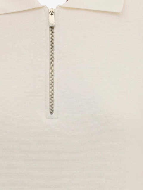 Max Mara Teti zip ribbed polo top - Neutrals - zdjęcie produktu nr 1