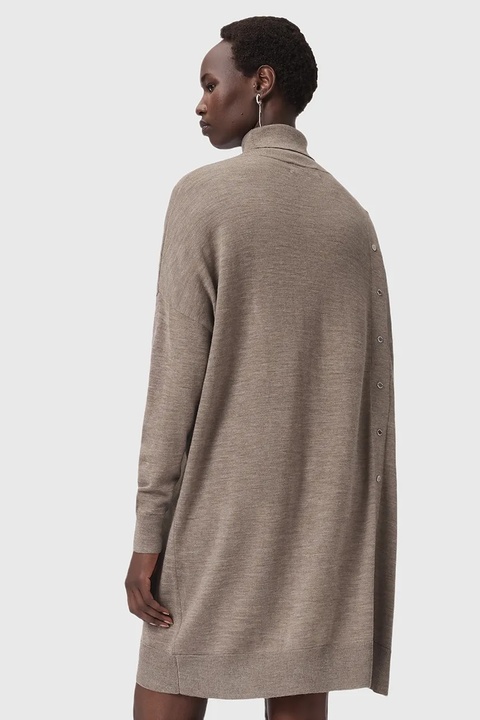 AllSaints sukienka wełniana UMI kolor beżowy mini dopasowana W071DD - zdjęcie produktu nr 2
