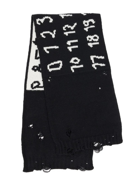 MM6 Maison Margiela Numbers-motif virgin wool scarf - Black - zdjęcie produktu nr 2