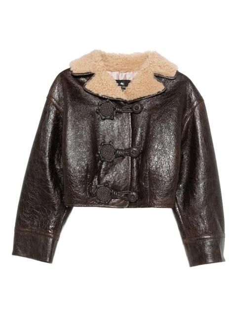 ETRO shearling-collar leather jacket - Brown - zdjęcie produktu nr 1