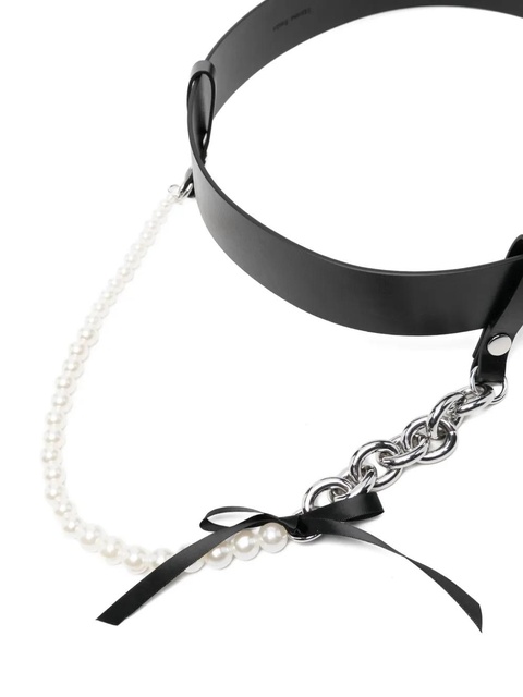 Simone Rocha chain-pearl embellished belt - Black - zdjęcie produktu nr 2