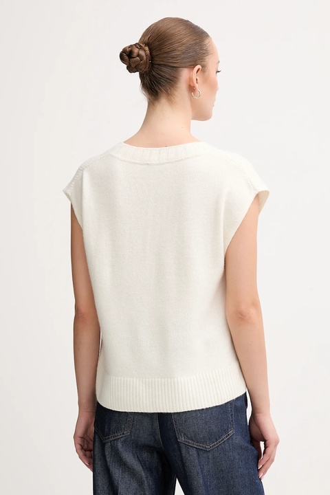 United Colors of Benetton kamizelka z dodatkiem wełny damski kolor beżowy 126WD4033 - zdjęcie produktu nr 2