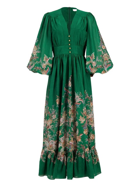 ZIMMERMANN Rhiannon Plunge maxi dress - Green - zdjęcie produktu nr 1