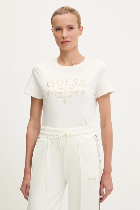 Guess t-shirt bawełniany GLORIA damski kolor biały V5YI03 I3Z14 - zdjęcie produktu nr 1