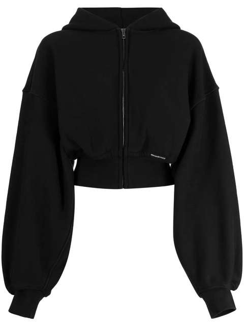 Alexander Wang cropped zip-up cotton hoodie - Black - zdjęcie produktu nr 1