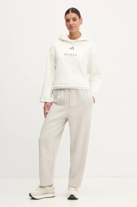 adidas spodnie dresowe Essentials kolor beżowy gładkie JD9981 - zdjęcie produktu nr 2