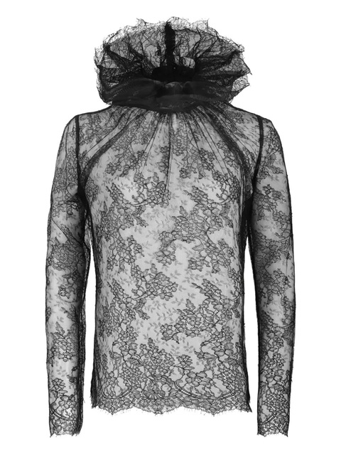 Alexander McQueen ruffled-collar lace blouse - Black - zdjęcie produktu nr 1