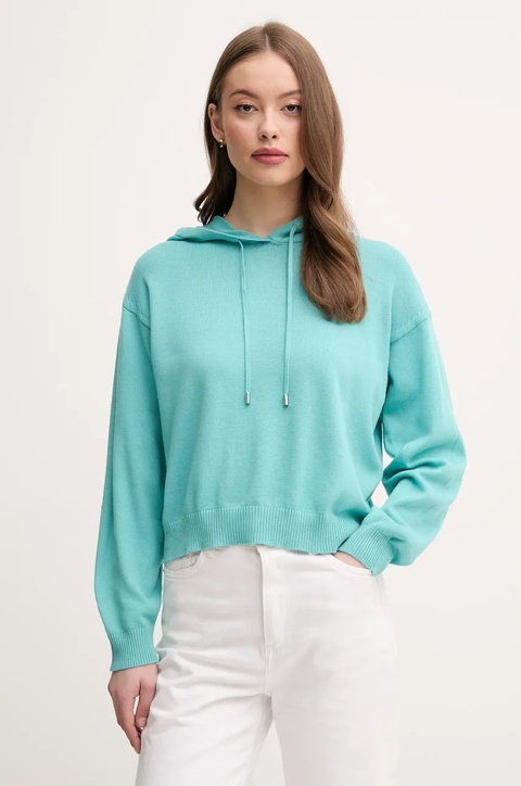 United Colors of Benetton sweter bawełniany damski kolor turkusowy lekki 1294D203T - zdjęcie produktu nr 1
