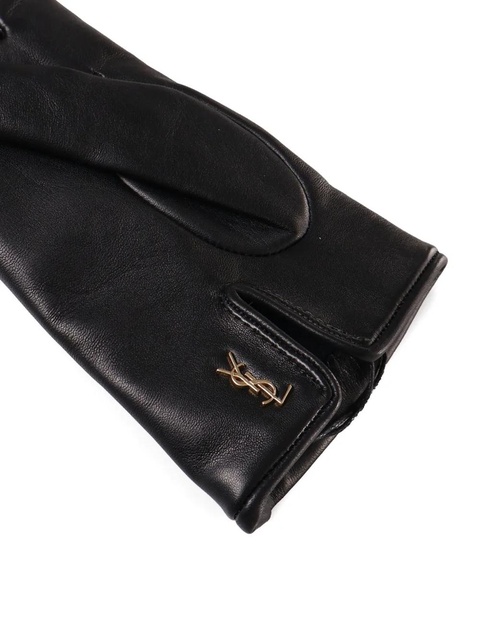 Saint Laurent logo-plaque gloves - Black - zdjęcie produktu nr 2