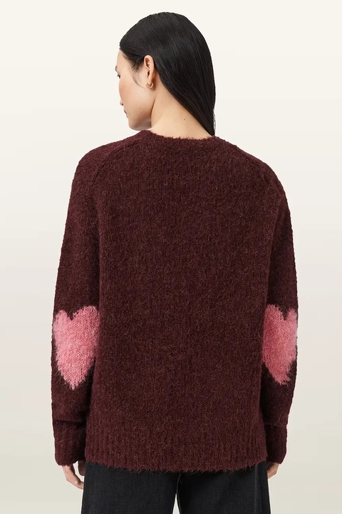 AllSaints sweter z dodatkiem wełny LUVHEART damski kolor czerwony ciepły W078KC - zdjęcie produktu nr 1