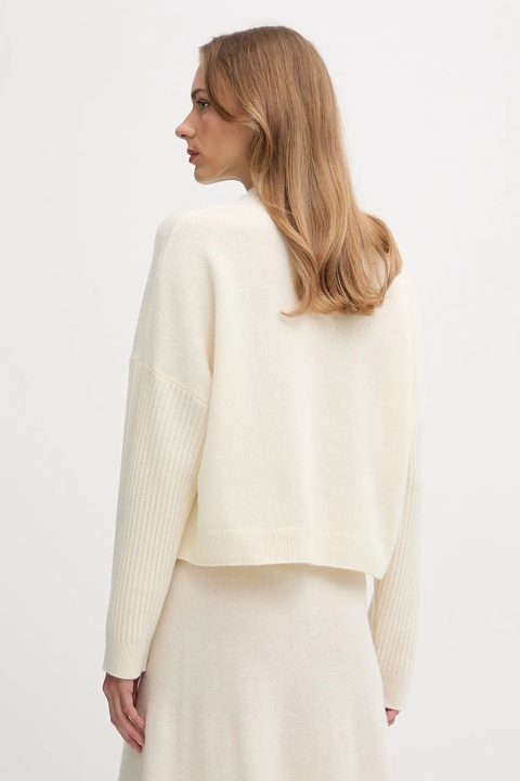 United Colors of Benetton sweter z dodatkiem wełny damski kolor beżowy 1444D403H - zdjęcie produktu nr 2