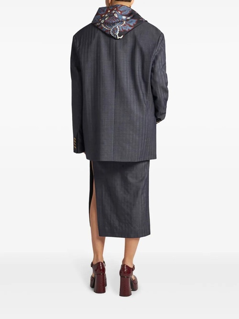 ETRO logo-engraved buttons oversized jacket - Grey - zdjęcie produktu nr 2