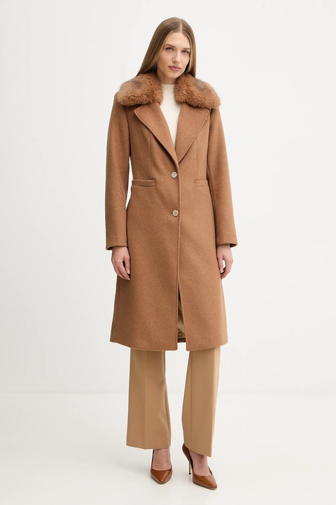 Guess płaszcz z dodatkiem wełny KAROLE kolor brązowy W5BL19 W2642 - zdjęcie produktu nr 1