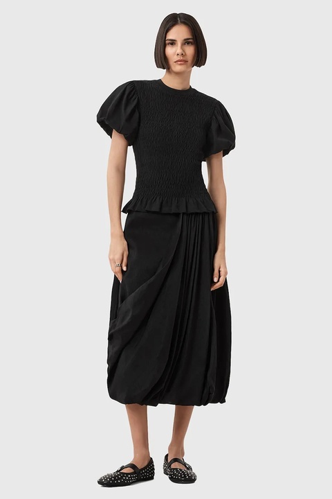 AllSaints spódnica NIA kolor czarny midi rozkloszowana W001RD - zdjęcie produktu nr 1