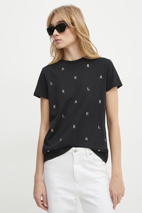 Karl Lagerfeld t-shirt bawełniany damski kolor czarny A1W17078 - zdjęcie produktu nr 1