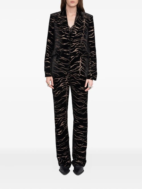 Zadig&Voltaire Vavy tiger-stripe velvet blazer - Black - zdjęcie produktu nr 1